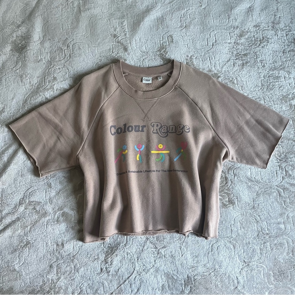 Colour Range Boxy Crop Crewneck Fleece Size Medium